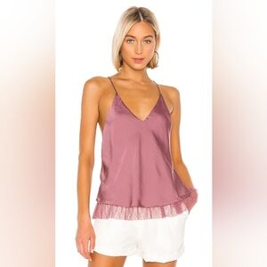 Intimately Free People Dusty Rose Satin & Swiss Dot Cami Size Small - Mauve